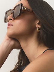 Tortoiseshell Brown Square Sunglasses - Image 2 of 5