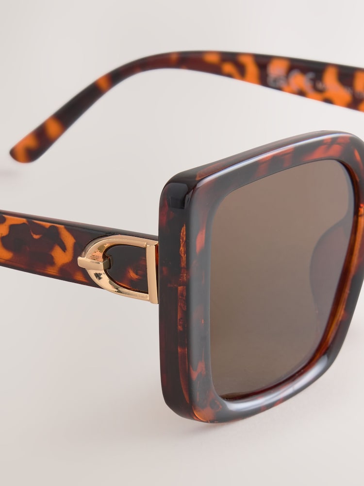 Tortoiseshell Brown Square Sunglasses - Image 5 of 5 Tortoiseshell Brown Square Sunglasses - Image 5 of 5