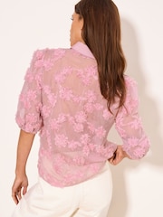 Lipsy Pink 3D Fabric Floral Shirt - Image 4 of 4