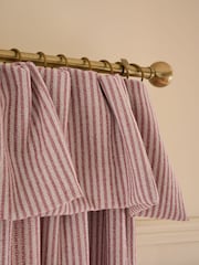 Pink Brushed Stripe Ruffle Top Fold Over Super Thermal Door Curtains - Image 4 of 5
