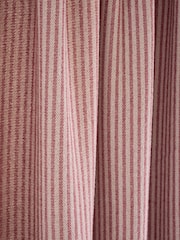 Pink Brushed Stripe Ruffle Top Fold Over Super Thermal Door Curtains - Image 5 of 5