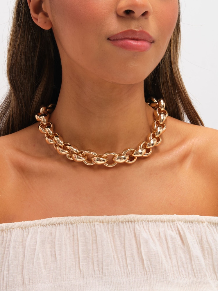 Mood Gold Tone Statement Chain Necklace - Image 3 of 3 Mood Gold Tone Statement Chain Necklace - Image 3 of 3
