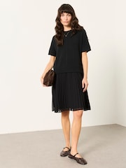 FatFace Susie Black Petite 2in1 Midi Dress - Image 1 of 6