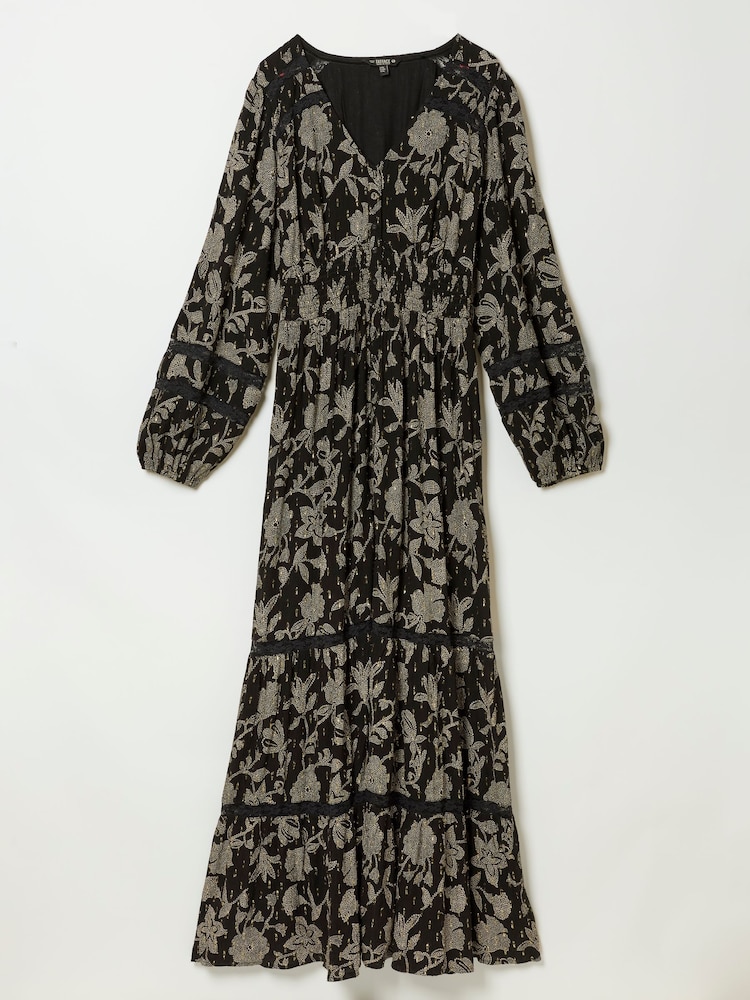 FatFace Eden Black Dot Floral Petite Jacquard Maxi Dress - Image 6 of 6 FatFace Eden Black Dot Floral Petite Jacquard Maxi Dress - Image 6 of 6