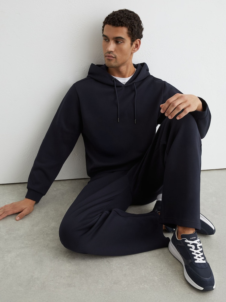 Reiss Dark Navy Hudson Suede-Trim Runner Trainers - Image 1 of 5 Reiss Dark Navy Hudson Suede-Trim Runner Trainers - Image 1 of 5