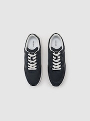 Reiss Dark Navy Hudson Suede-Trim Runner Trainers - Image 3 of 5