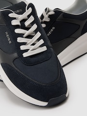 Reiss Dark Navy Hudson Suede-Trim Runner Trainers - Image 5 of 5