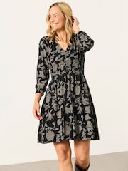FatFace Nora Black Dot Floral Petite Jersey Dress - Image 1 of 6