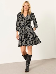 FatFace Nora Black Dot Floral Petite Jersey Dress - Image 4 of 6