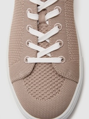 Reiss Light Taupe Brown Finley Knit Knitted Low-Top Trainers - Image 5 of 5