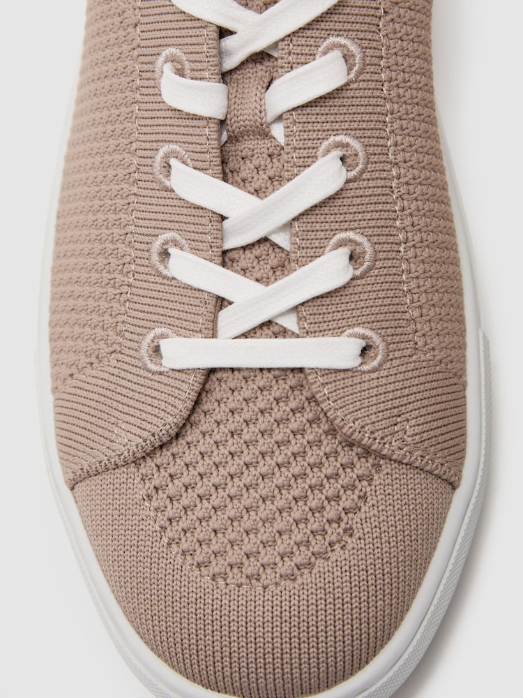 Reiss Light Taupe Brown Finley Knit Knitted Low-Top Trainers - Image 5 of 5 Reiss Light Taupe Brown Finley Knit Knitted Low-Top Trainers - Image 5 of 5