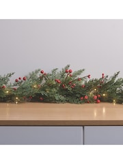 Lights4fun Warm White 1.5m Pre Lit Christmas Garland - Image 1 of 4