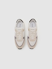 Reiss White/Light Grey Hudson Suede-Trim Runner Trainers - Image 2 of 4