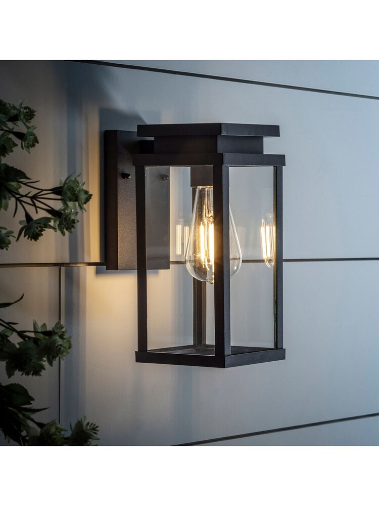 Lights4fun Black Ebony Lantern Wall Light - Image 1 of 1