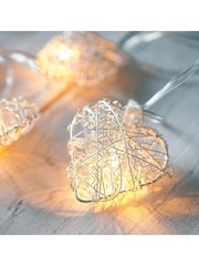 Lights4fun 20 Warm White Mesh Heart Fairy Lights - Image 1 of 4