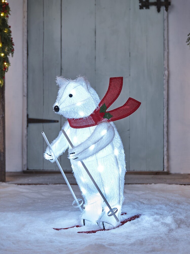 Lights4fun Red 66cm Animated Skiing Polar Bear Figure - Image 2 of 4
