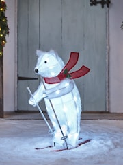 Lights4fun Red 66cm Animated Skiing Polar Bear Figure - Image 3 of 4