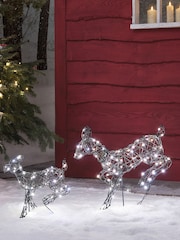Lights4fun Ivory Mini Harlow Leaping Doe  Fawn Light Up Reindeer Duo - Image 6 of 6
