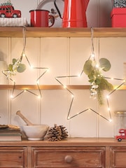 Lights4fun Set of 2 Clear Micro LED Star Lights with Winter Foliage - Image 3 of 5