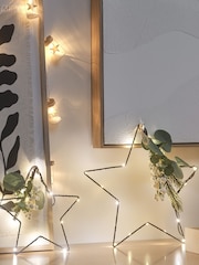 Lights4fun Set of 2 Clear Micro LED Star Lights with Winter Foliage - Image 4 of 5