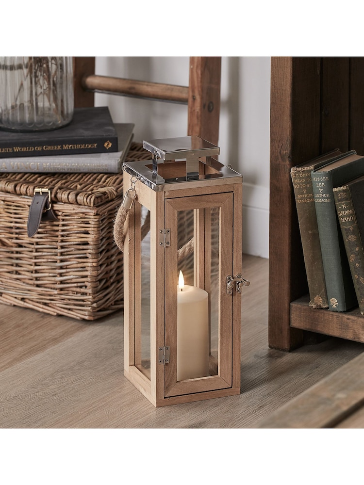 Lights4fun White Salcombe Wooden Lantern Duo with TruGlow® Candle - Image 2 of 3