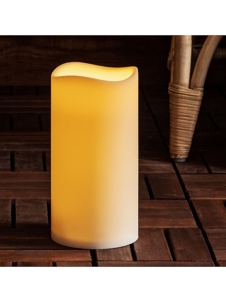 Lights4fun White Large Port Isaac Battery Outdoor LED Candle - Image 1 of 3