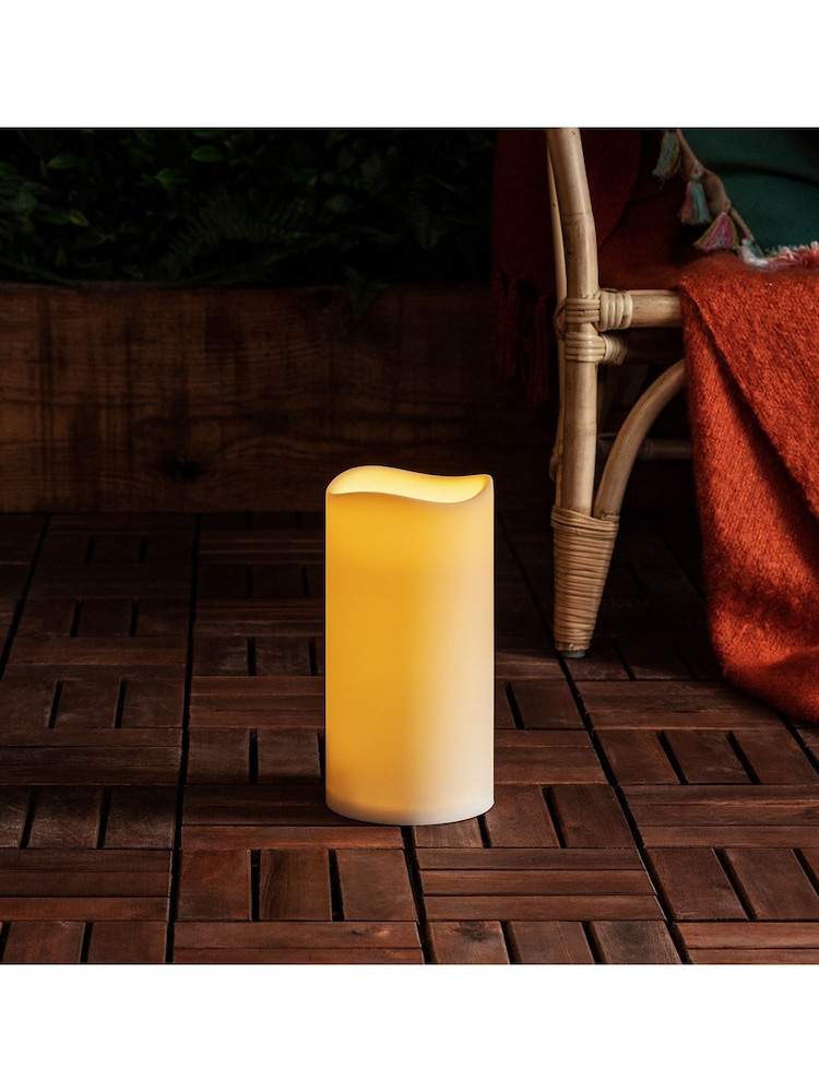Lights4fun White Large Port Isaac Battery Outdoor LED Candle - Image 2 of 3