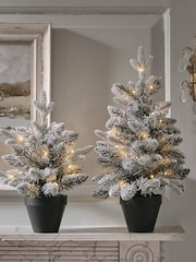 Lights4fun White 45cm Pre Lit Snowy Christmas Tree - Image 6 of 6