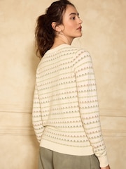 Ecru Floral Soft Touch Cotton Rich Crew Neck Cardigan - Image 2 of 5