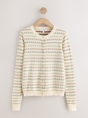 Ecru Floral Soft Touch Cotton Rich Crew Neck Cardigan - Image 6 of 8