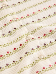 Ecru Floral Soft Touch Cotton Rich Crew Neck Cardigan - Image 7 of 8
