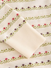 Ecru Floral Soft Touch Cotton Rich Crew Neck Cardigan - Image 8 of 8