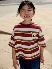 Multi Stripe Embroidered Dog T-Shirt (3-16yrs) - Image 1 of 9