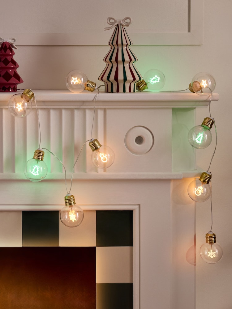 Multicoloured Neon Christmas Bulb Line Lights - Image 1 of 3 Multicoloured Neon Christmas Bulb Line Lights - Image 1 of 3