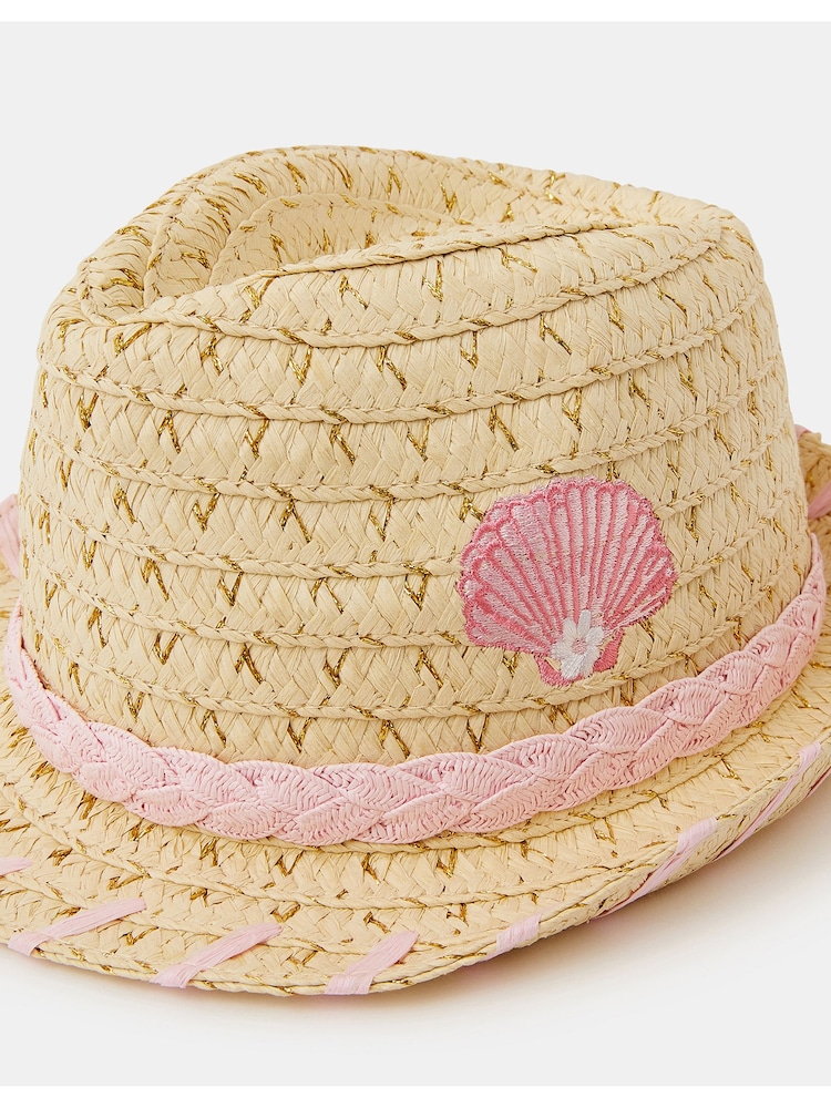 Angels By Accessorize Natural Seashell Straw Trilby Hat - Image 2 of 2