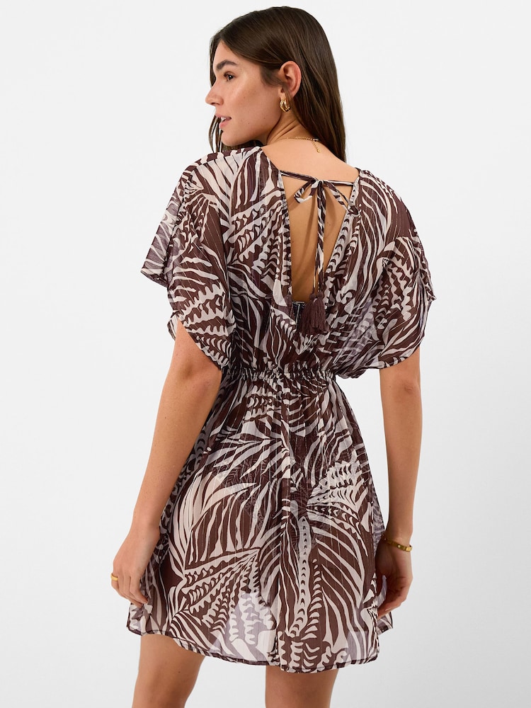 Accessorize Brown Palm Print Mini Kaftan - Image 2 of 5