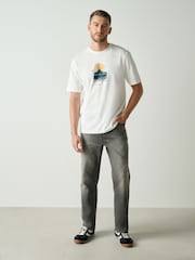 White Japanese Mountain Regular Fit Graphic Print Heavy Weight T-Shirt - Image 2 of 5