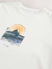White Japanese Mountain Regular Fit Graphic Print Heavy Weight T-Shirt - Image 7 of 8