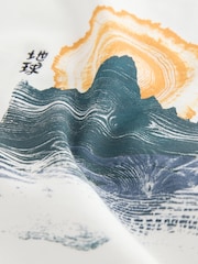 White Japanese Mountain Regular Fit Graphic Print Heavy Weight T-Shirt - Image 8 of 8