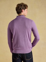 Joules Hillside Heather Purple Quarter Zip Knitted Jumper - Image 2 of 6