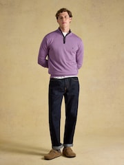 Joules Hillside Heather Purple Quarter Zip Knitted Jumper - Image 3 of 6