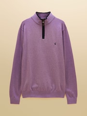 Joules Hillside Heather Purple Quarter Zip Knitted Jumper - Image 6 of 6
