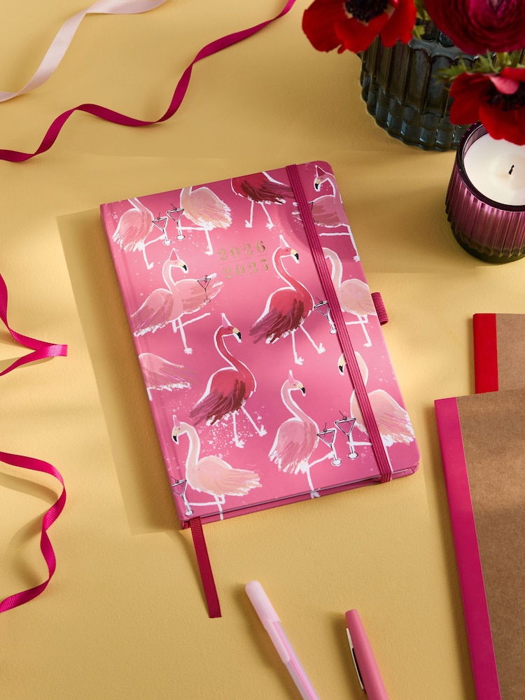 Pink Flamingo Print Academic Diary - Image 1 of 5 Pink Flamingo Print Academic Diary - Image 1 of 5