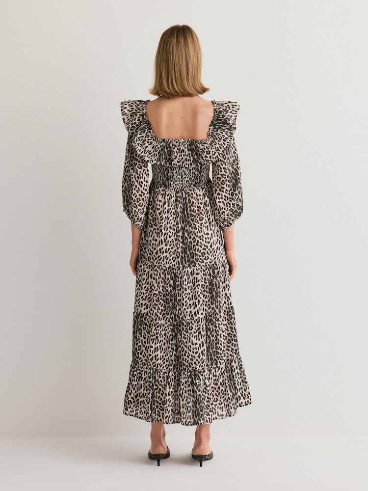 Rixo Nina Leopard Mocha Gabriel Dress - Image 2 of 5 Rixo Nina Leopard Mocha Gabriel Dress - Image 2 of 5