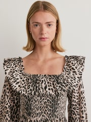 Rixo Nina Leopard Mocha Gabriel Dress - Image 4 of 5