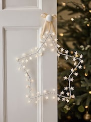 White Frosty Star Light Up Hanging Decoration - Image 1 of 5
