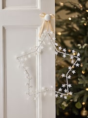 White Frosty Star Light Up Hanging Decoration - Image 2 of 5