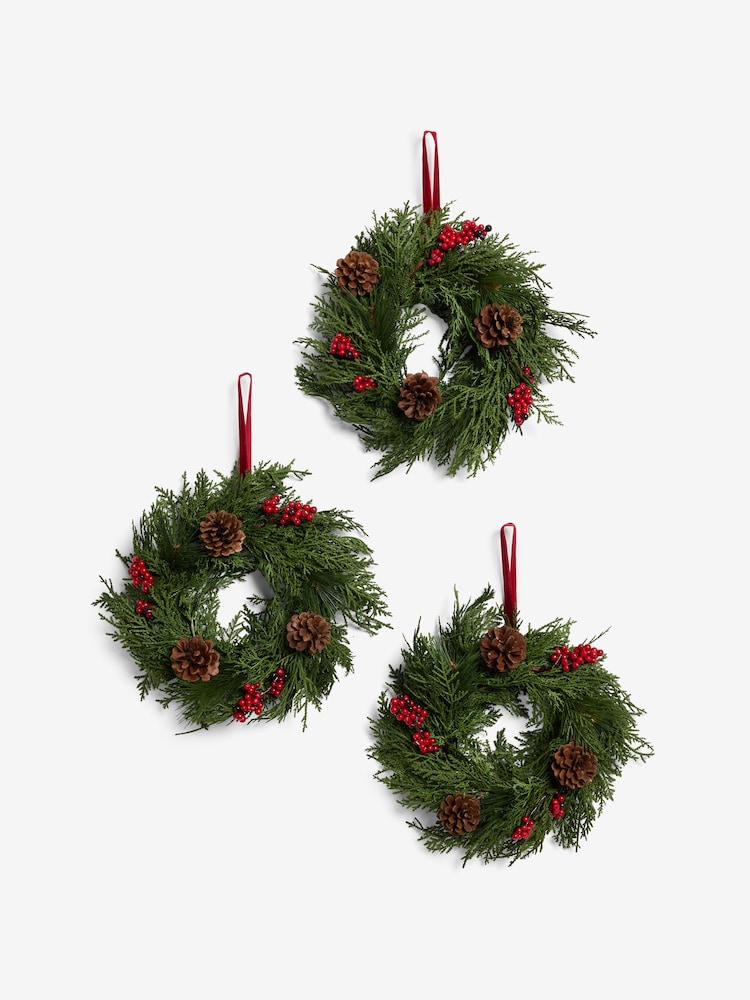 Set of 3 Green Mini Berry Hanging Wreaths - Image 1 of 1