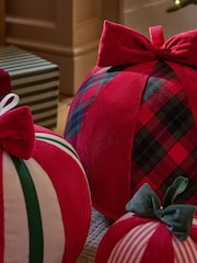 Red Stripe Tartan Plush Bauble Christmas Ornament - Image 3 of 3