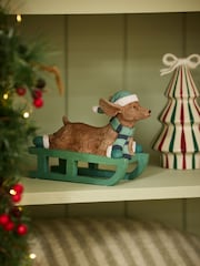Sausage Dog Sleigh Christmas Ornament - 画像 1 / 3